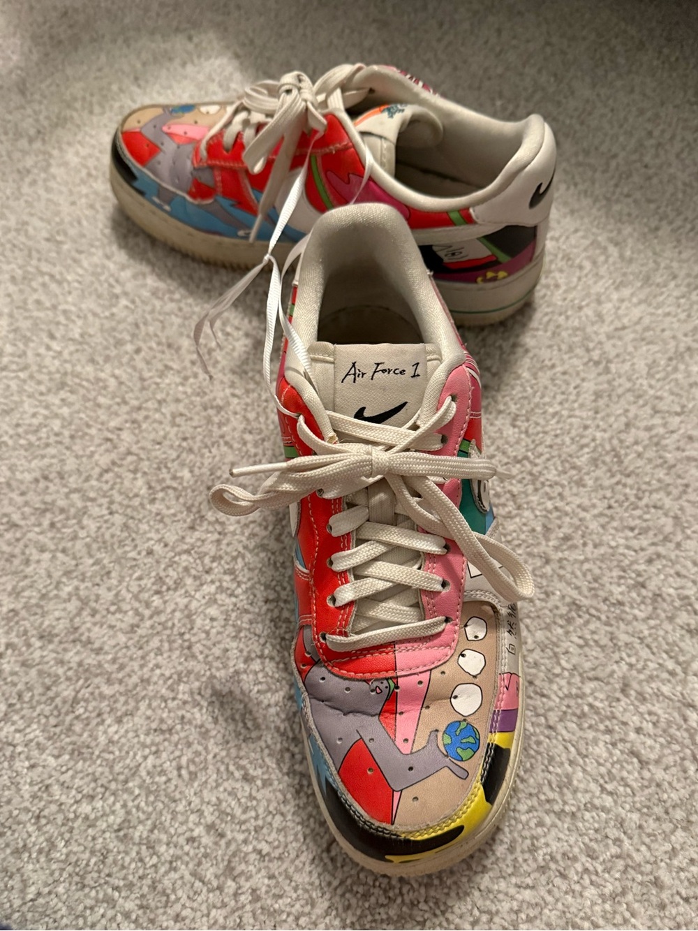 Nike Multicolor Graphic Air Force 1 in Pink, Red, Yellow, Blue - Picture 2 of 5